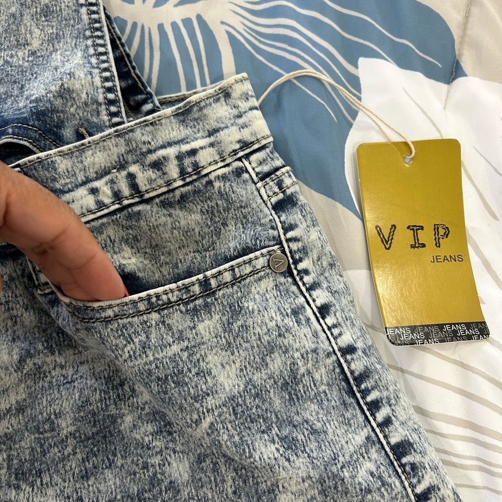 VIP JEANS • Blue Wash Overall Shorts • size M • - Picture 2 of 14